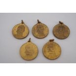 Five Great War 1915 Earl Kitchener "To Arms Ye Sons of Britain" medallions