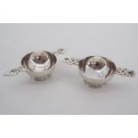 A pair of QEII silver miniature quaichs, Sheffield, 1995, bowls 4.5 cm diameter, 75 g