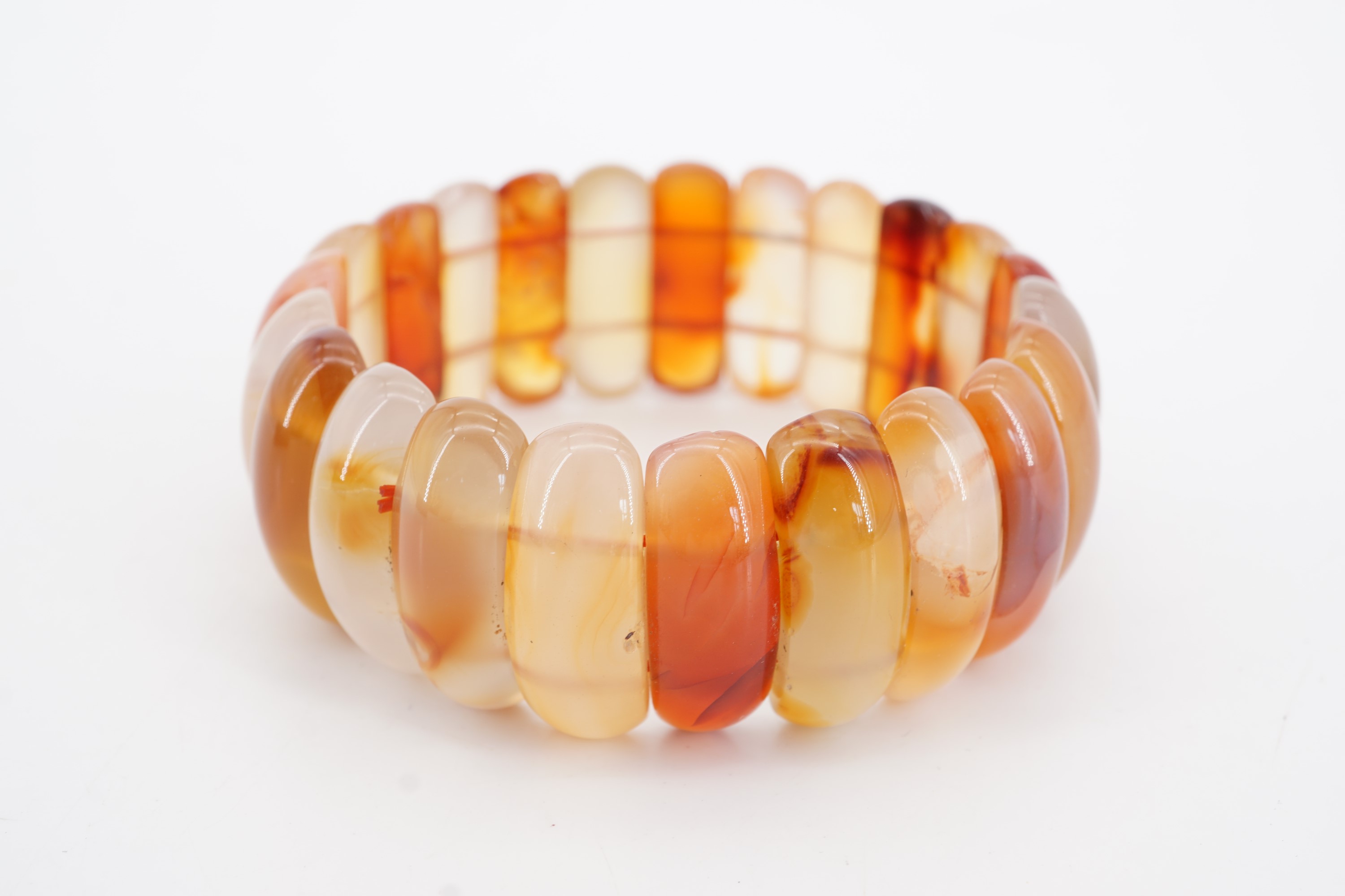 A polished agate bracelet