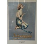 Six framed Schweppes advertising posters, officially reprinted by the brand after 1920s originals,