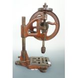 An early 20th Century cast-iron workshop flywheel pillar drill, 42 cm