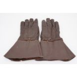 A pair of early-to-mid 20th Century "Uniform Brand" driving or flying gauntlets / gloves