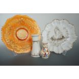 A Queen Victoria diamond jubilee commemorative plate, hat stand and caster, together with a carnival