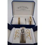 A lady's Rotary Celtic influenced quartz dress wrist watch and bracelet combination, boxed with
