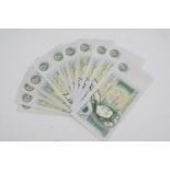 11 QEII Isaac Newton one pound banknotes