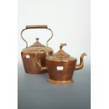 Two copper kettles, 31 cm high and 17 cm high