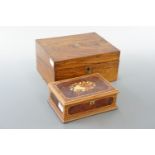 An Italian musical box, 22 x 15 x 9 cm together with a mahogany box, 30 x 23 x 15 cm