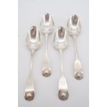 Four Georgian silver shell pattern tea spoons, Reid & Son (Christian Ker Reid & David Reid),