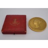 A large 1838 Queen Victoria coronation commemorative medallion by G R Collins, together with a cased
