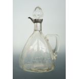 A Belle Epoche Art Nouveau silver-collared glass claret jug, John Grinsell & Sons, 1909, 28 cm