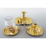 Three brass candlesticks