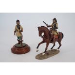 Die-cast lead models of English Civil War harquebusiers, mounted figure 12 cm high