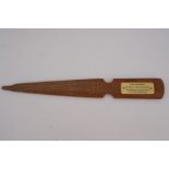 A paper knife made from teak salvaged from HMS Warrior