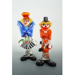 Two Italian kitsch glass clowns, circa 1960s, 25 cm and 21 cm high