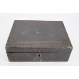 A Victorian tooled-leather-covered portable writing desk, 27 cm x 21 cm x 9 cm