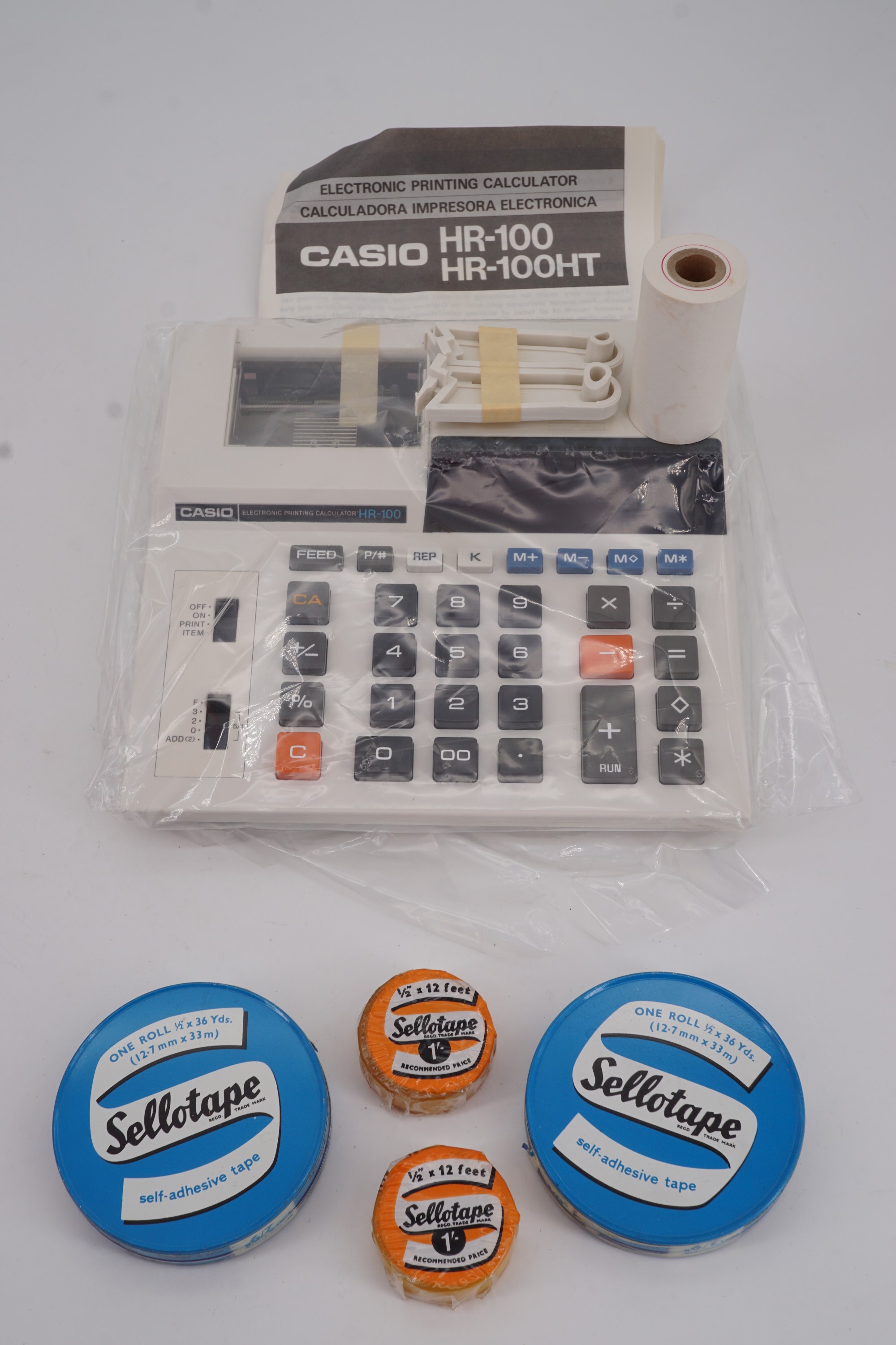 A retro Casio HR-100 printing / display calculator in original packaging, together with new-old- - Image 2 of 2