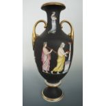 A 19th Century Greek revival porcelain two-handled oviform vase, 42 cm