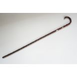 A fine Victorian silver-mounted knotted-wood walking stick, Birmingham, 1900, 91 cm