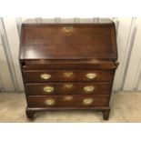 A George III oak fall-front bureau, 87 cm x 99 cm