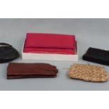 A Jacques Vert pink leather evening bag in original packaging, together with three other bags and