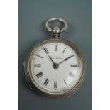 A Victorian lady's silver-cased key-wound fob watch by H Samuel of Manchester, the case profusely