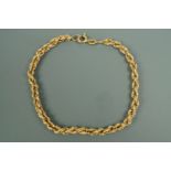 A 9 ct gold rope-link bracelet, 18 cm, 2.3 g