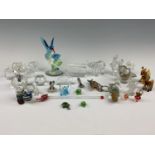 Various glass elephants, Swarovski spoon etc.