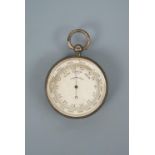 A Victorian silver pocket aneroid barometer / altimeter, JS&S, London, 1893, 5 cm excluding stem and