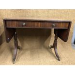 A Regency string inlaid and cross banded mahogany sofa table