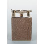 A 1960s over-sized table cigarette lighter bound in shagreen, 15 cm high