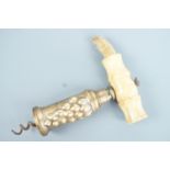 A Thomason type double-action corkscrew with bone handle