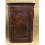 A Georgian string inlaid mahogany corner cabinet, 108 cm high