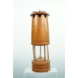 A model miner's safety lamp turned from Malabar teak salvaged from HMS Trincomalee, 24 cm