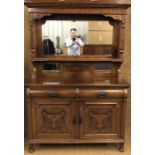 A Victorian walnut mirror backed sideboard, 137 cm wide