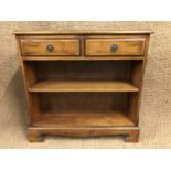 A late 20th Century yew veneered open bookcase, 78 cm x 76 cm high