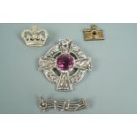 Vintage novelty and other jewellery comprising a white metal and marcassite brooch modelled as a