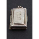 A George IV silver fob vinaigrette, of rectangular terraced form, with foliate engraved cover,