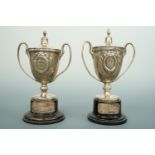 A pair of George V silver 'Stockton Eagle Boys' Club' trophy cups and covers, each of ovoid form