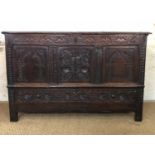 An 18th Century carved joined-oak bedding chest