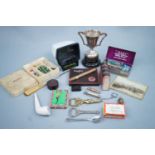 Collectors' items including a Valet safety razor, electroplate trophy, (13 cm high), clay pipe,
