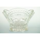 An Elizabeth II Coronation souvenir pressed glass rose bowl in the form of a crown, 20 x 11 cm high