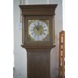 A long case clock, the 30-hour brass-faced movement by J Wilkinson of Wigton