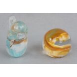 A Caithness Pastel paperweight together with a bird-form weight