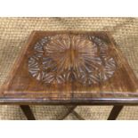 A carved oak lamp table, 35 x 35 x 47 cm