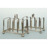 A pair of George V small silver four-slice toast racks, James Dixon & Sons, Sheffield, 1925, 6.5 cm,