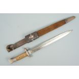 A Home Guard issue Pattern 1888 bayonet with Pattern 1940 frog