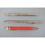 A silver combination propelling pencil and ruler, Cohen & Charles, Birmingham, 1939, together with a