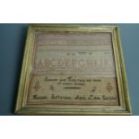A George IV needlework sampler incorporating the aphorism "Sincerity and Truth form the basis of