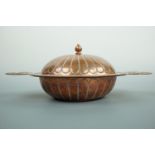 A large Keswick School of Industrial Art copper muffin or similar dish, of lobed form with trefoil-