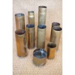 A large quantity of Great War artillery brass shell cases